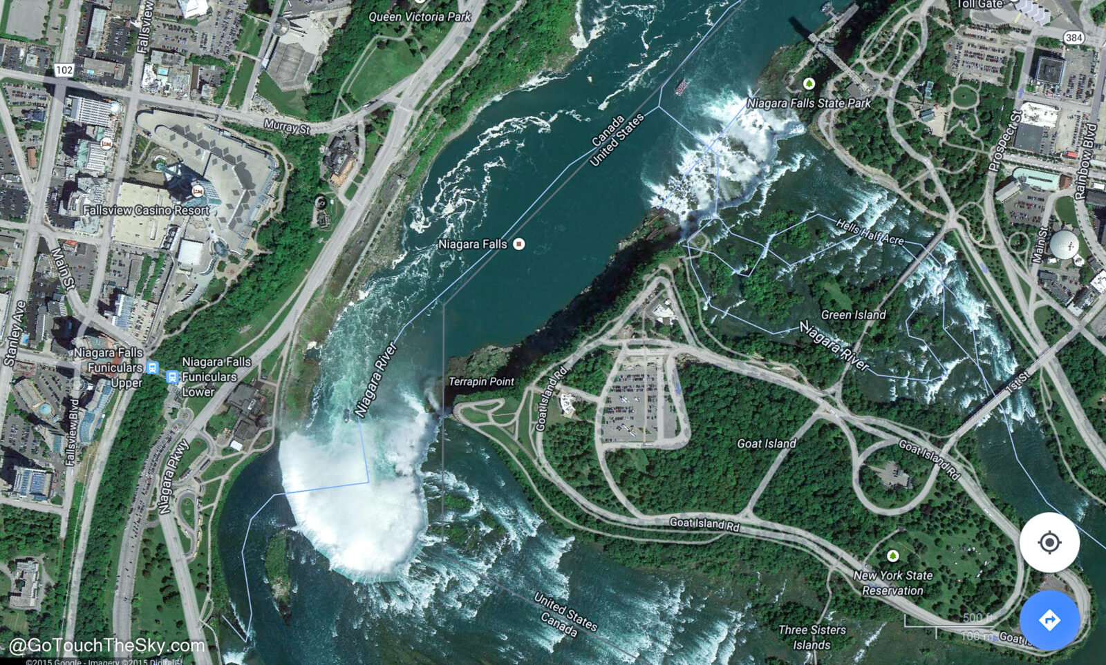 เปรียบเทียบขนาด Horseshoe Falls กับ American Falls มองจากมุมสูง